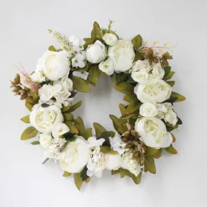 Couronne de pivoine artificielle blanche