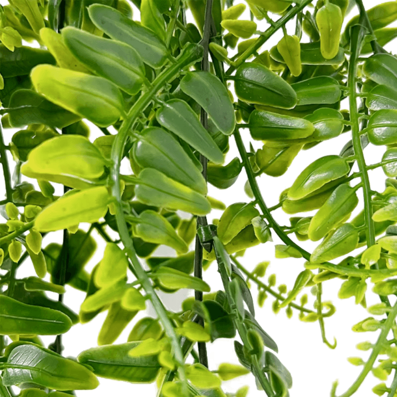 Fausse plante tombante verte réaliste agrandie pour la décoration intérieure.